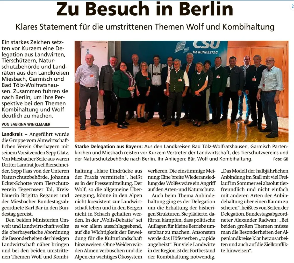 Alexander Radwan 230517 Gelbes Blatt zu Besuch in Berlin Statements zu Wolf und Kombihaltung AR